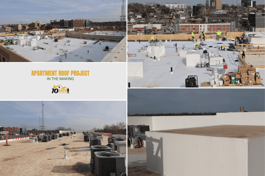 Apartment Roofing Project with 10 Men Roofing